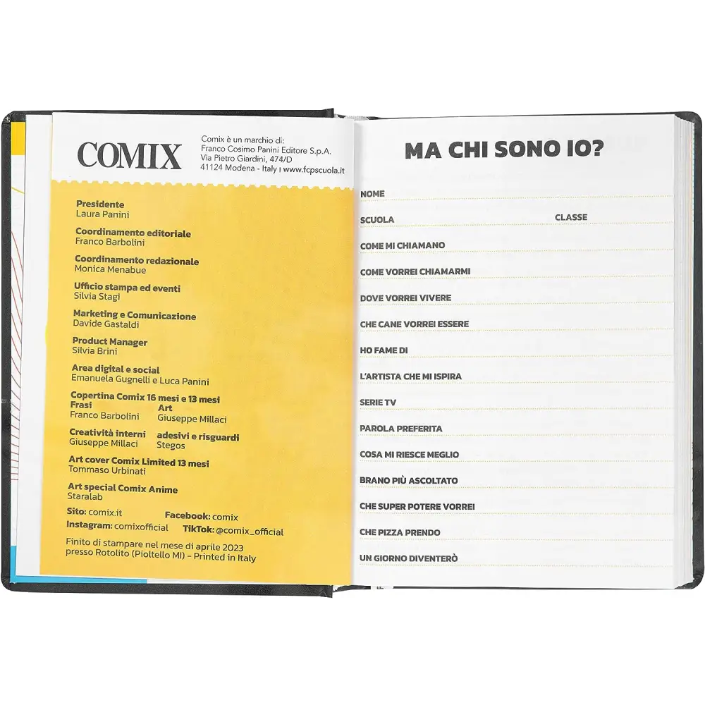 Diario 13 Mesi 2023-2024 Giornaliera Mini Comix U Yourself Allblack - Nero